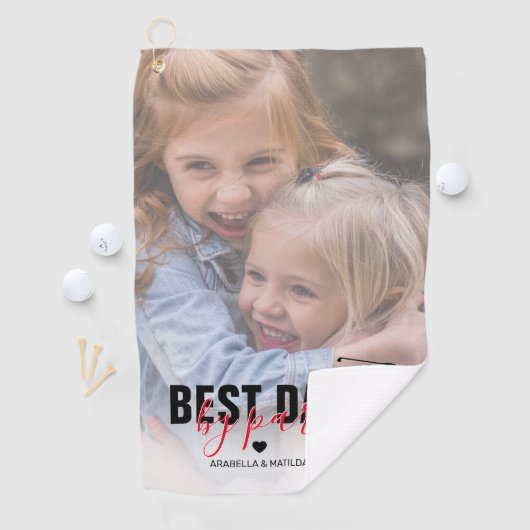 Beste vader van Par Vaderdag Foto Golfhanddoek (Insitu)