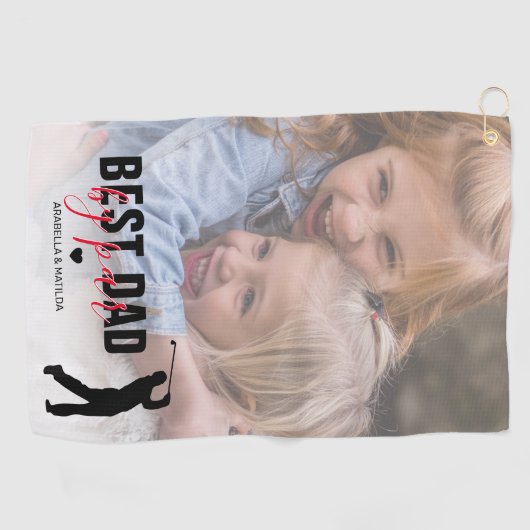 Beste vader van Par Vaderdag Foto Golfhanddoek (Horizontaal)