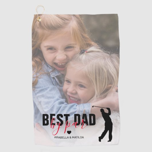 Beste vader van Par Vaderdag Foto Golfhanddoek (Voorkant)