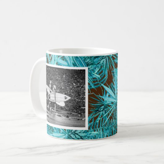 Beste vader verjaardagsfoto bladeren patroon mok (Voorkant links)