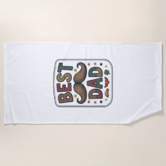 Beste Vader Vintage Snorhaar Vector Vader Design_1 Strandlaken