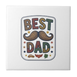 Beste Vader Vintage Snorhaar Vector Vader Design_1 Tegeltje