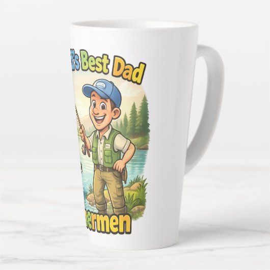Beste Vader Visser bij het Meer Grappig Cadeau-ide Latte Mok (Rechterhoek)
