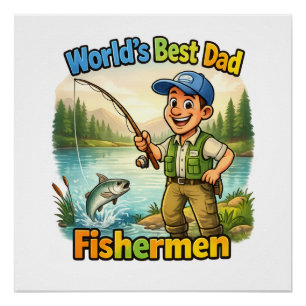Beste Vader Visser bij het Meer Grappig Cadeau-ide Perfect Poster