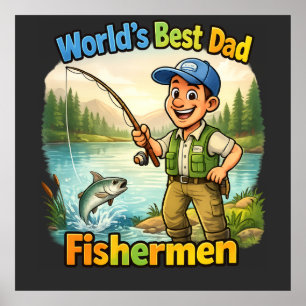 Beste Vader Visser bij het Meer Grappig Cadeau-ide Poster