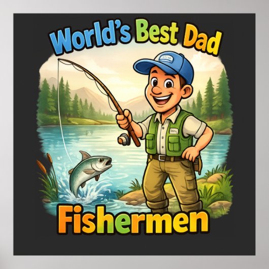 Beste Vader Visser bij het Meer Grappig Cadeau-ide Poster (Voorkant)