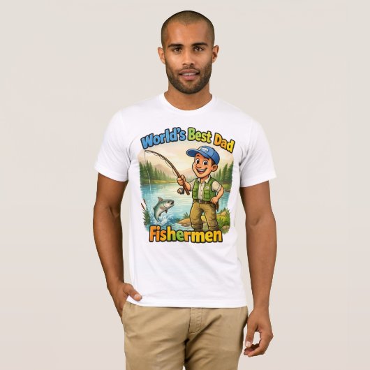 Beste Vader Visser bij het Meer Grappig Cadeau-ide T-shirt (Voorkant volledig)