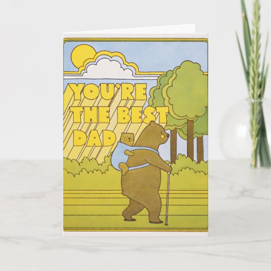 Beste Vader Wandelende Beren Letterpress Kaart (Voorkant)