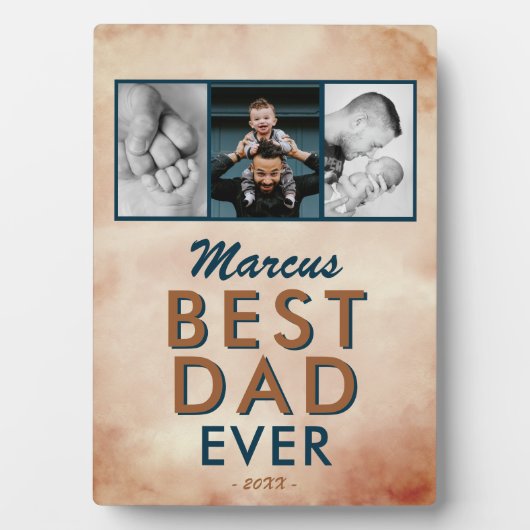 Beste vader Waterverf vader 3 Foto Collage Fotoplaat (voorkant)