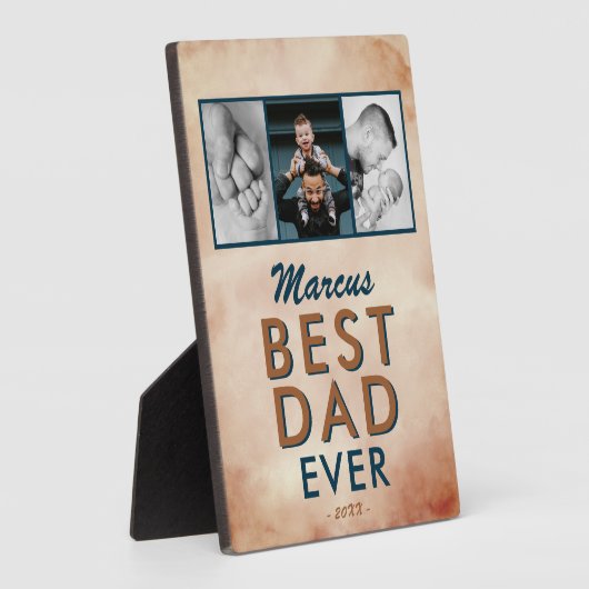 Beste vader Waterverf vader 3 Foto Collage Fotoplaat (Zijkant)