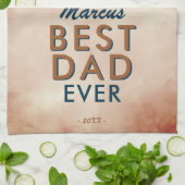 Beste vader Waterverf vader 3 Foto Collage Theedoek (Gevouwen)