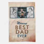 Beste vader Waterverf vader 3 Foto Collage Theedoek (Verticaal)