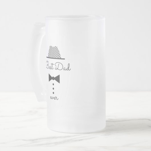 Beste vader  zwart en wit matglas bierpul (Voorkant links)