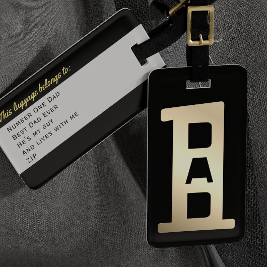 Beste Vader Zwarte en Gouden Bagage Label
