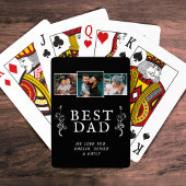 Beste vaders familie 3 Foto Collage Black Pokerkaarten