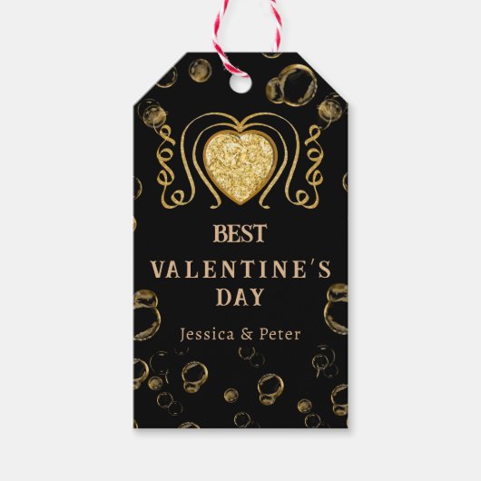 Beste Valentijn's Day, Bubbly & Glitter Cadeaulabel (Voorkant)
