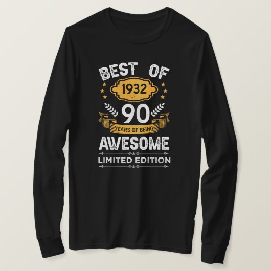 Beste van 1932 90 jaar oude geschenken 90e verjaar t-shirt (Design voorkant)