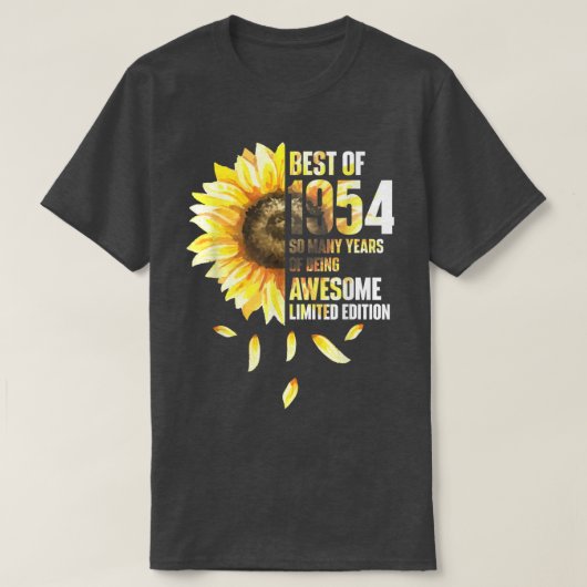Beste van 1954 Zonnebloemjaar geboortedag T-shirt (Design voorkant)