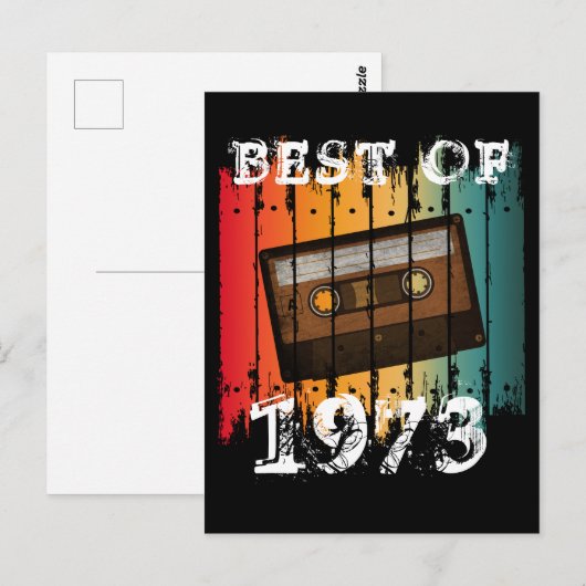 BESTE VAN 1973 AANGEPASTE VINTAGE CASSETTEBAND BRIEFKAART (Voorkant / Achterkant)
