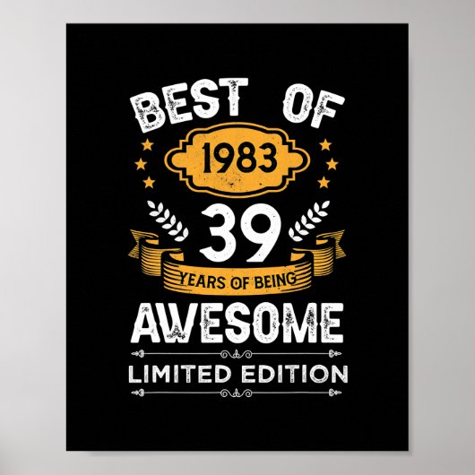 Beste van 1983 39-jarige geschenken 39-jarige verj poster (Voorkant)