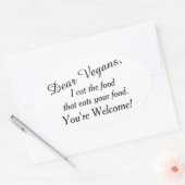 Beste veganisten, wees gewaarschuwd ovale sticker (Envelop)