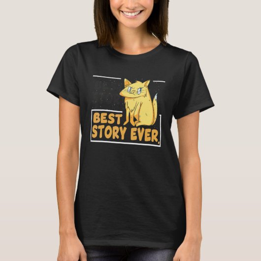 Beste verhaal ooit Grumpy  Kat Met Koffie Slechte  T-shirt (Voorkant)