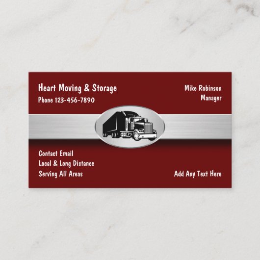Beste verhuis- en opslagtrucking-service visitekaartje (Voorkant)
