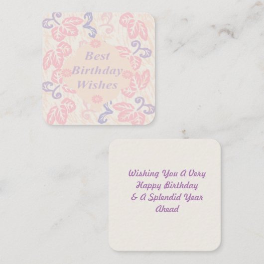 Beste verjaardag wil notitiekaartje (Voorkant / Achterkant)