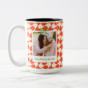 Beste verjaardagscadeau voor tante met eigen foto tweekleurige koffiemok