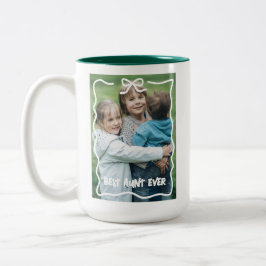 Beste verjaardagscadeau voor tante met eigen foto tweekleurige koffiemok