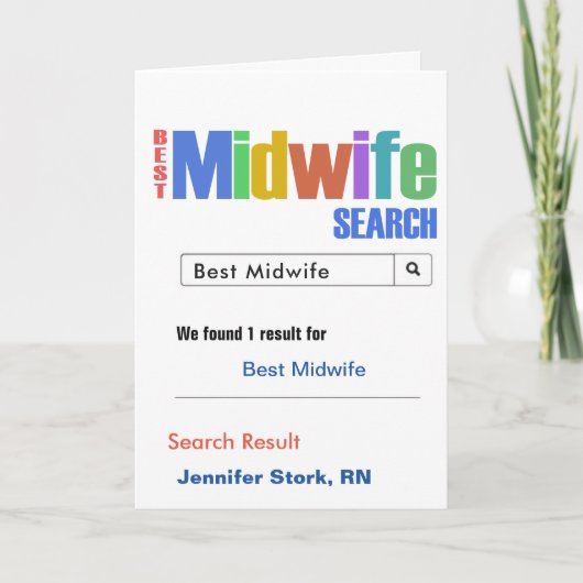 Beste verloskundige zoeken bedankkaart (Voorkant)