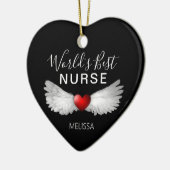 Beste verpleegkundige medisch rood hart persoonlij keramisch ornament (Links)