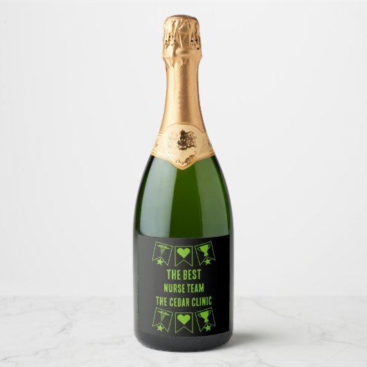 Beste Verpleegkundige Team Sparkling Wijnetiket (Voorkant)