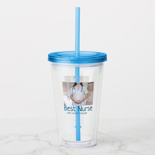 Beste verpleegkundige voeg foto naam tekst arts ho acryl drinkbeker (Voorkant)