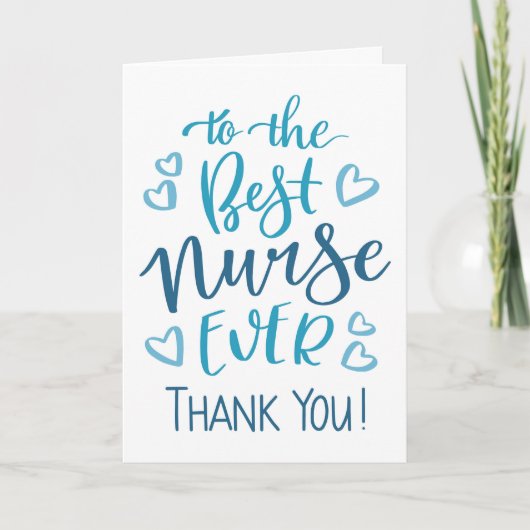 Beste verpleegster ooit Bedankt Typografie in blau Kaart (Voorkant)