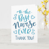 Beste verpleegster ooit Bedankt Typografie in blau Kaart (Gele Bloem)