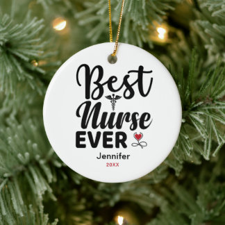 Beste verpleegster ooit Caduceus hart gepersonalis Keramisch Ornament