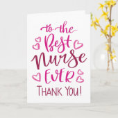 Beste verpleegster ooit Dank u Typografie in roze Kaart (Gele Bloem)