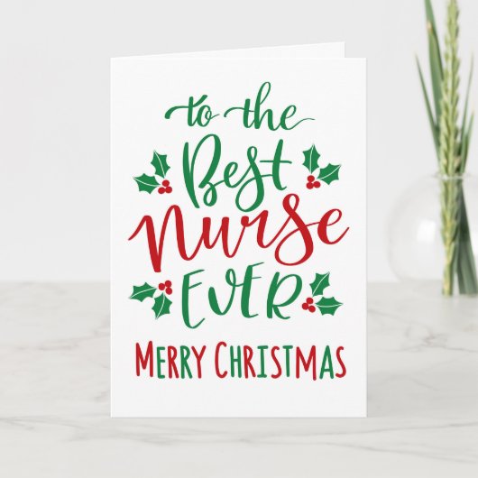 Beste Verpleegster Ooit Kerst Typografie Kaart (Voorkant)