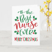 Beste Verpleegster Ooit Kerst Typografie Kaart (Gele Bloem)