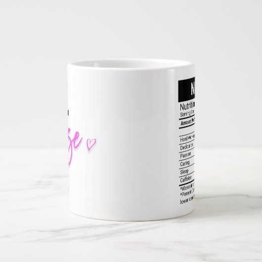 Beste verpleegster ooit roze + bewerkbare voedings grote koffiekop (Voorkant)