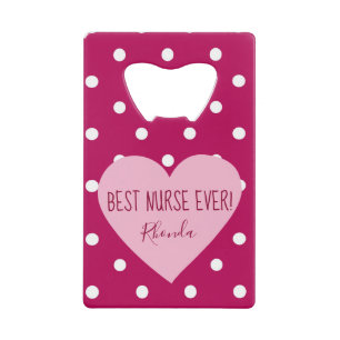 Beste verpleegster ooit Roze Polka Dots Creditkaart Flessenopener