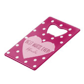 Beste verpleegster ooit Roze Polka Dots Creditkaart Flessenopener (Voorkant Gekanteld)