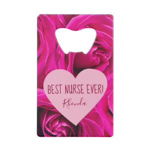 Beste verpleegster ooit Roze Rozen Creditkaart Flessenopener