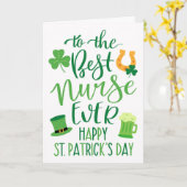 Beste verpleegster ooit St Patrick's Day Typografi Kaart (Gele Bloem)