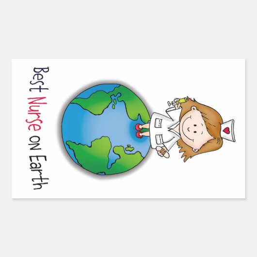 Beste Verpleegster op Aarde - Verpleegkundigendag  Rechthoekige Sticker (Voorkant)