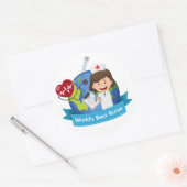 Beste verpleegster ter wereld ronde sticker (Envelop)