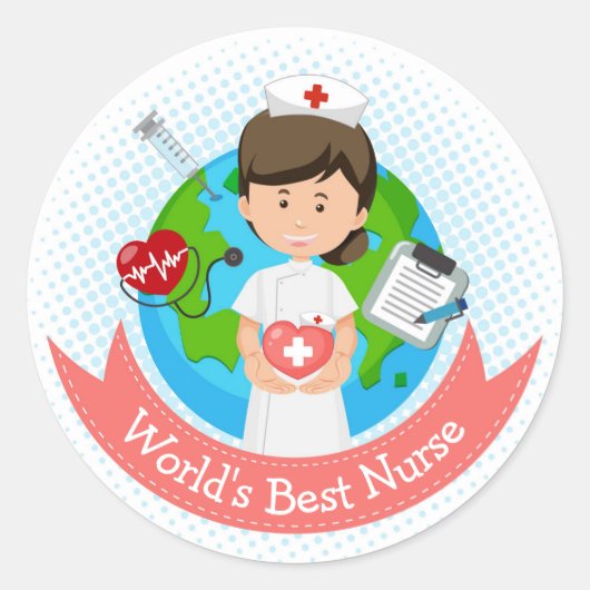 Beste verpleegster ter wereld ronde sticker (Voorkant)
