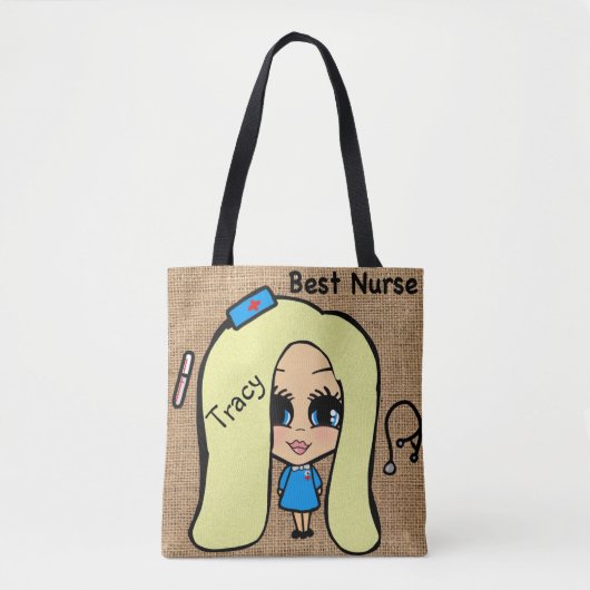 Beste verpleegstertas - Gepersonaliseerde Caricatu Tote Bag (Voorkant)