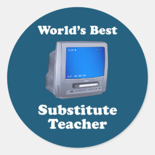 Beste vervangende docent ter wereld is een TV VCR- Ronde Sticker
